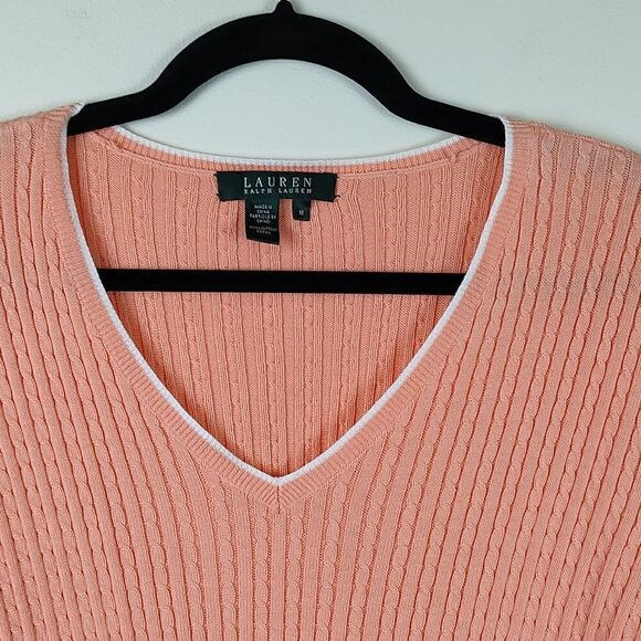 Lauren Ralph Lauren Classic Tennis Cable Knit Sweater Size M Old Money Preppy - Picture 5 of 10